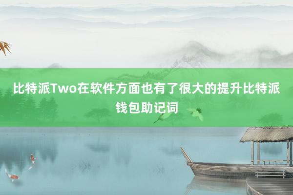 比特派Two在软件方面也有了很大的提升比特派钱包助记词