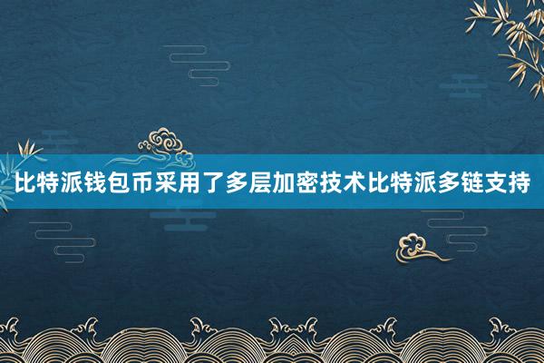 比特派钱包币采用了多层加密技术比特派多链支持