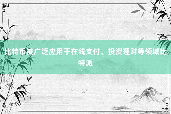 比特币被广泛应用于在线支付、投资理财等领域比特派